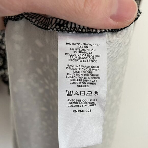 ANN TAYLOR LOFT Outlet Black White Brown Geo Geometric Long Sleeve Shift Dress M - Picture 8 of 11